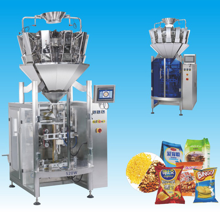 Automatic Packing Machine 520W Snacks Chips Packaging machine Automatic weighing 20g 50g 60g packing